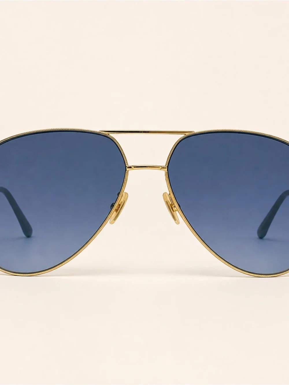 Gucci Gold Frame Blue Lens Men's Sunglasses unisex